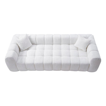 102.7 Inch Marshmallow Cloud Compressed 4-Seater Boucle Sofa with 2 Cushions for Living Room Apartment