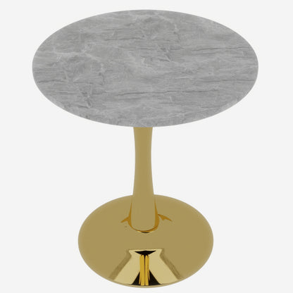 Round Gold Coffee Table Marble Top Mid Century Modern Accent Living Room Table
