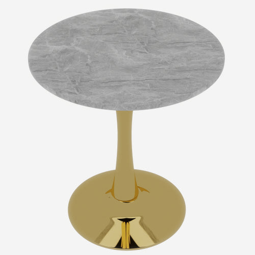 Round Gold Coffee Table Marble Top Mid Century Modern Accent Living Room Table