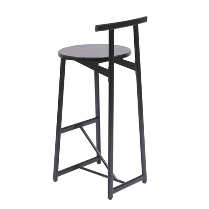 27inch H Barstool Set of 3 Wooden Round Bar Stools with Footrest Modern Kitchen Chairs for Counter (Black & Black)
