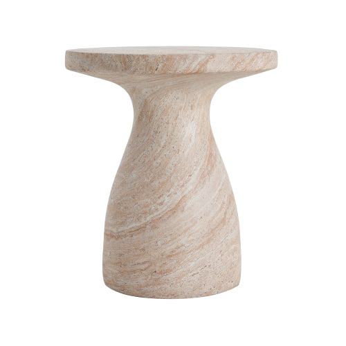 Outdoor/Indoor Travertine Lightweight Concrete Side Table