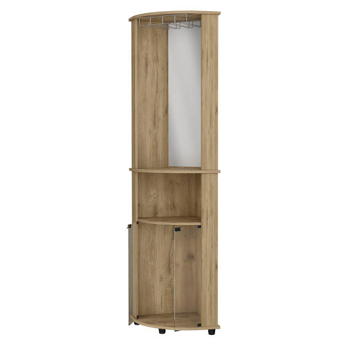 Oregon Corner Bar Cabinet, 3-Tier Shelf with Glass Rack