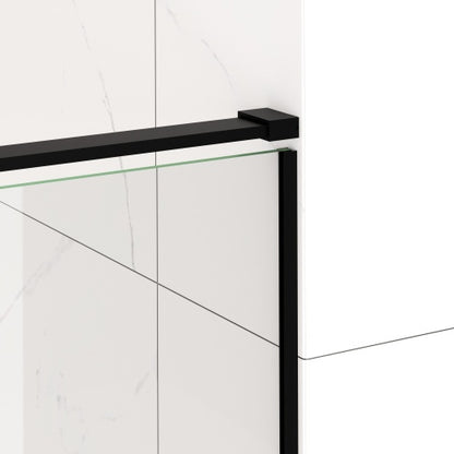 56-60" W x 72" H Semi-Frameless Sliding Shower Door, 5/16"(8mm) Clear SCGG Tempered Glass, Matte Black Finish, Cut Adjustable Width 4"