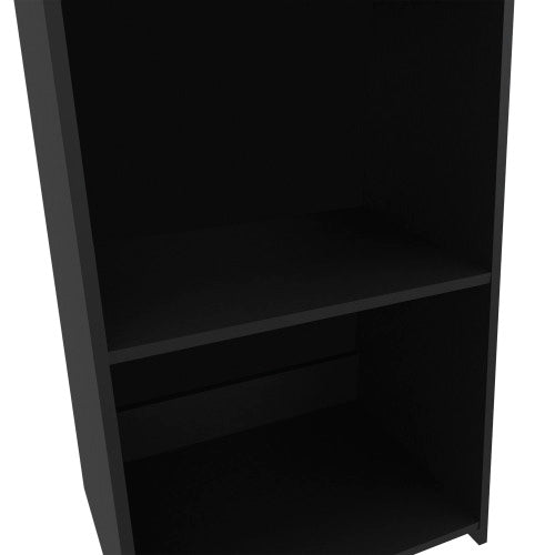 Black Three-Shelf Large Capacity Open Household Storage Bookcase