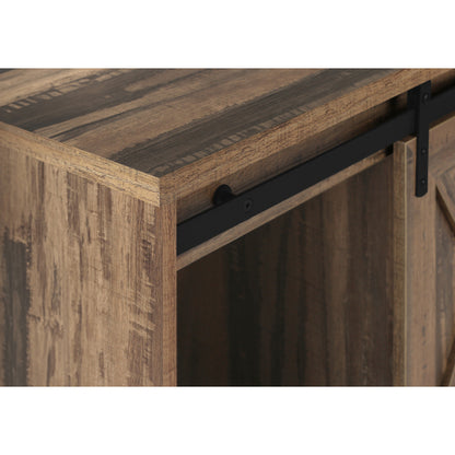 60 Inch Reclaimed Brown Farmhouse TV Console with Sliding Barn Doors & Multi Storage Zones