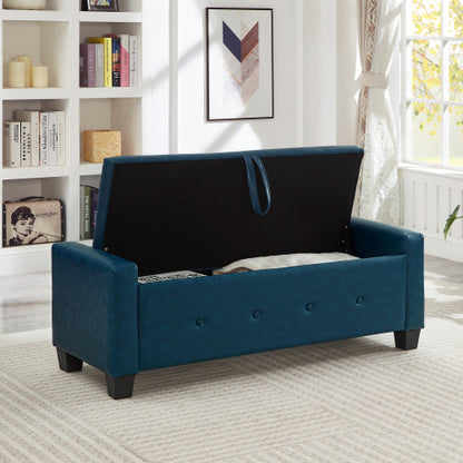 48'' Storage Ottoman Bench Tufted Faux Leather Upholstered Bench with Storage