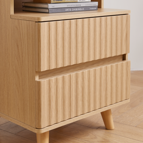 Oak 2-Drawer Nightstand with Gun Drawer & Charging Station