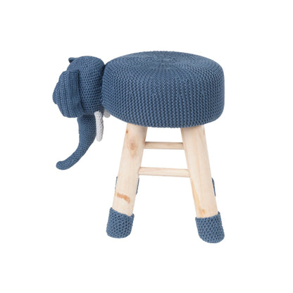 Elephant Ottoman Stool Cute Animal Foot Stool Kids Seat with Solid Wood Legs