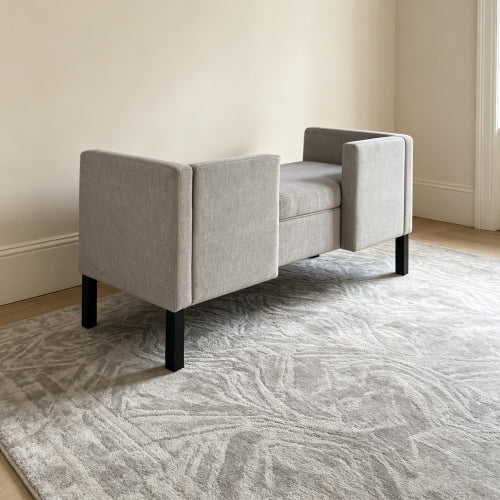 47" Ottoman with Storage,Upholstered Entryway Bench for Bedroom and Living Room,End of Bed Bench with Metal Base, Grey. Modern style