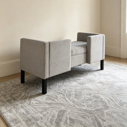 47" Ottoman with Storage,Upholstered Entryway Bench for Bedroom and Living Room,End of Bed Bench with Metal Base, Grey. Modern style