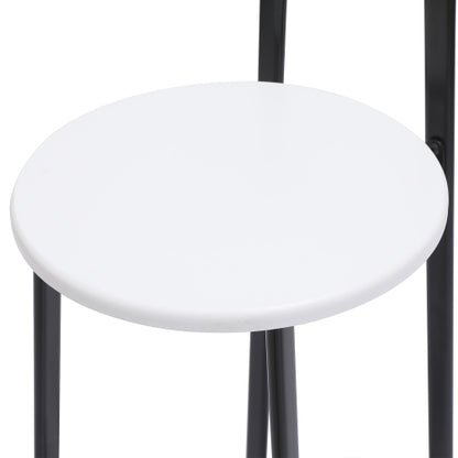 Bar Stools Kitchen Island Bar Chairs Set of 3 Metal Counter Barstools with Backrest for Dining Pub Room (Black & White)