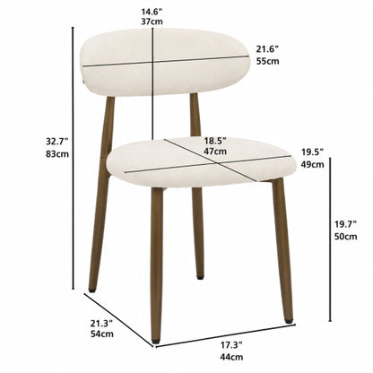 Modern Fabric Upholstered Metal Dining Side Chairs with Foot Pegs, Set of 2, Beige