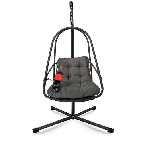 Swing Egg Chair with Stand Indoor Outdoor Wicker Rattan Patio Basket Hanging Chair with C Type bracket