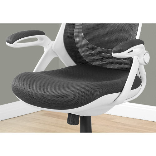 Office Chair, Adjustable Height, Swivel, Ergonomic, Armrests, Computer Desk, Work, Grey Mesh, Chrome Metal, Contemporary, Modern