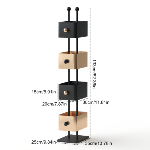 Gold Corner Box Bookshelf Side Table Storage Rack