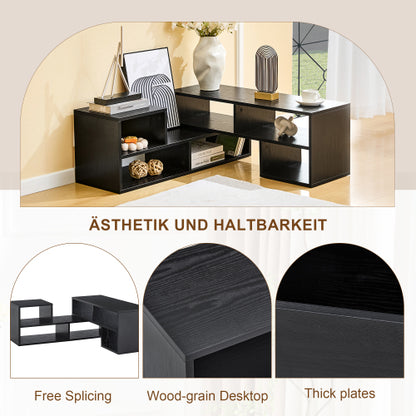 Adjustable Freestyle Modular Black TV Console Multi Compartment Open Storage Entertainment Center