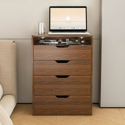 Walnut 3-in-1 Flip-Top LED Vanity Desk 23 inch L, HD Shatter Resistant Mirror & Storage Stool
