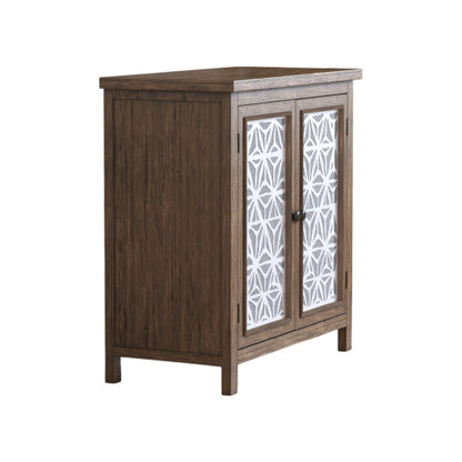 Rustic Wood Storage Cabinet with Metal Linen Doors