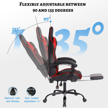 E-sports Gaming Chair Sports Car Driving Seat PU Material Moulded Sponge Comfortable and Safe With Massage Red