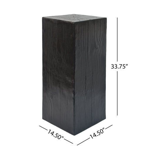 Wood-Look Square-Column MGO End Table, H33.75",Wood-Like Distressed Finish, Mix with Different Heights, Indoor Outdoor Use,Black Color