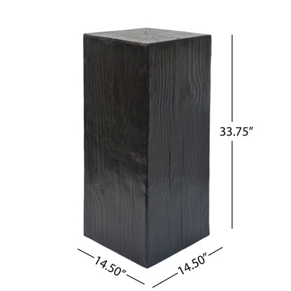 Wood-Look Square-Column MGO End Table, H33.75",Wood-Like Distressed Finish, Mix with Different Heights, Indoor Outdoor Use,Black Color