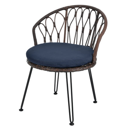 U_STYLE Outdoor Leisure Set, 2 Rattan Single Chairs with A Glass Round Table, Perfectly Suited for Patios, Balconies, and Courtyards