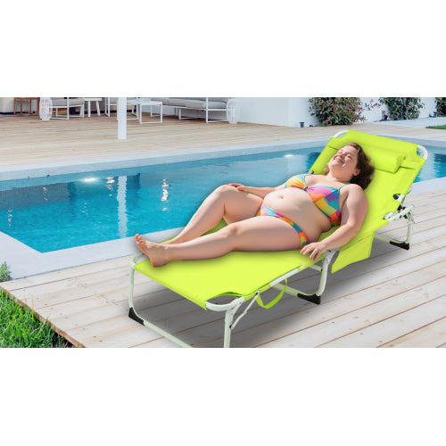3-in-1 Heavy Duty Tanning Chair with Face Hole Adjustable 5-Position Folding Chaise Lounge Chairs for Outside Portable Lay Flat Beach Lounge Chair for Outdoor Sunbathing Patio Pool Lawn Camping Deck P