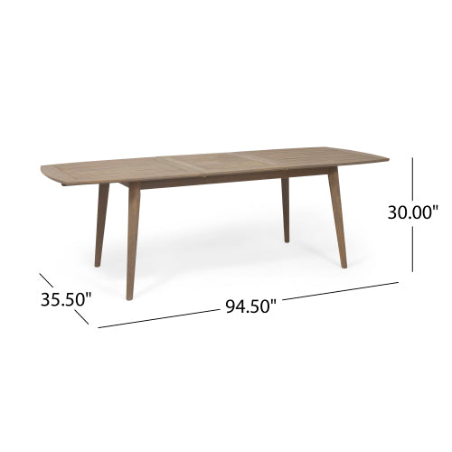 Outdoor Acacia Wood Expandable Dining Table, Gray