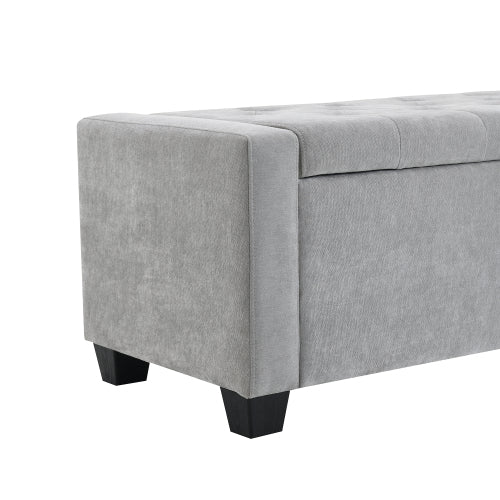 48inch  Ottoman with Storage, Storage Ottoman Bench with Safety Hinge, Upholstered Entryway Bench with Seating for Bedroom, Living Room, Hold up to 350 lb, Light Grey