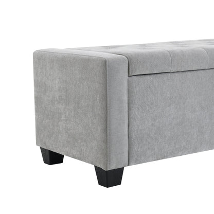 48inch  Ottoman with Storage, Storage Ottoman Bench with Safety Hinge, Upholstered Entryway Bench with Seating for Bedroom, Living Room, Hold up to 350 lb, Light Grey