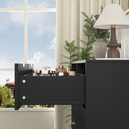 Modern 8 Drawers Dresser Chests for Bedroom,47.2" Wide Wood Chest of Drawers with Gold Metal Handle,Drawer Organizer for Bedroom,Living Room,Hallway and Entryway,Black