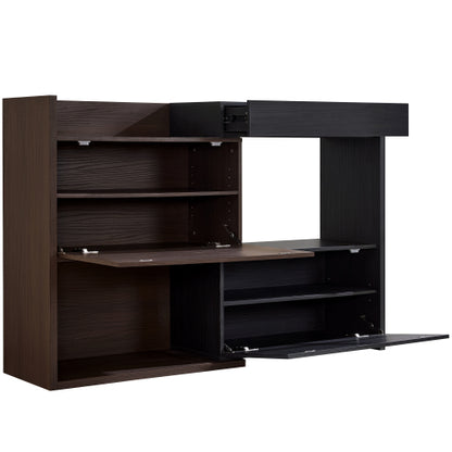 32.5 inch-58.8 inchW 40 inchH Multifuctional Storage Cabinet, Buffet Sideboard Cabinet with Drawer, Corner Cabinet for 44 inchH Window decor, Livingroom, Hallway, Entryway, Kitchen & Office  - Black & Walnut