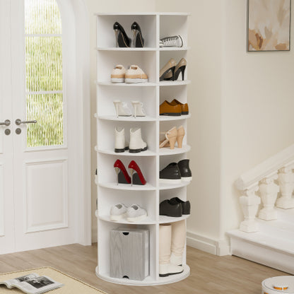 7 Tier 360 Degree Rotating Shoe Rack Tower Large Capacity Free Standing Shoe Organizer