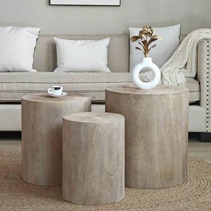 3-Piece Rustic Stump-Style Nesting Tables