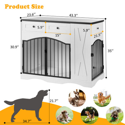 GO 43.3" Farmhouse Dog Crate Furniture
