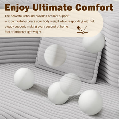 Light-Grey Twin-Size Corduroy Convertible Floor Sofa-Bed,2 Pillows