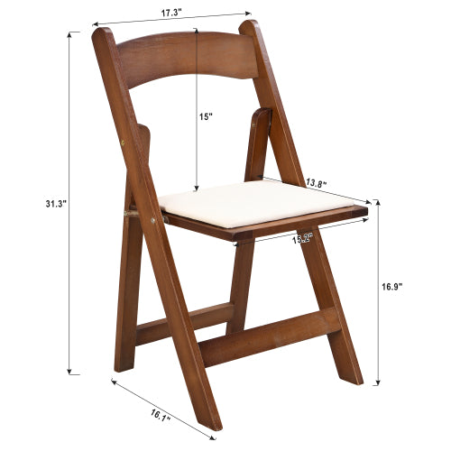 Set of 4 Solid Wood Folding Dining Chairs with PU Leather Cushions, Walnut Finish, No Assembly