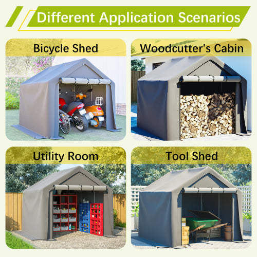 8x8 FT Multi-Purpose Outdoor Shelter Waterproof & UV-Resistant with Roll-Up Doors