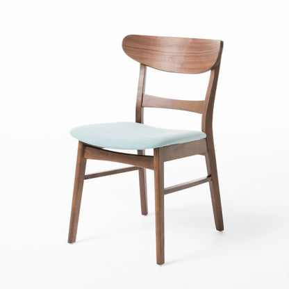 Set of 2 Mid-Century Mint Upholstered Dining Chairs, Eco Rubberwood Splayed Leg Accent Side Chairs