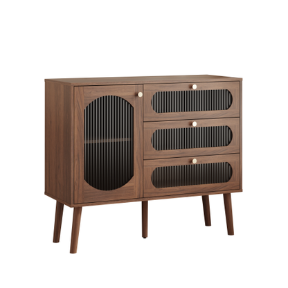 Accent Cabinet with 3 Drawers and Door, Wooden Storage Cabinet with Shelves, Sideboard for Living Room, Entryway, Natural
