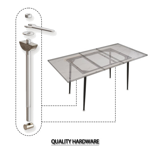 5-Piece White Extendable MDF Dining Set, Expandable Table & 4 Grey Suede Chairs with Metal Base