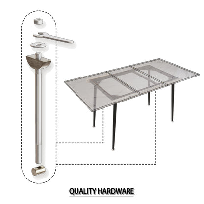 5-Piece White Extendable MDF Dining Set, Expandable Table & 4 Grey Suede Chairs with Metal Base