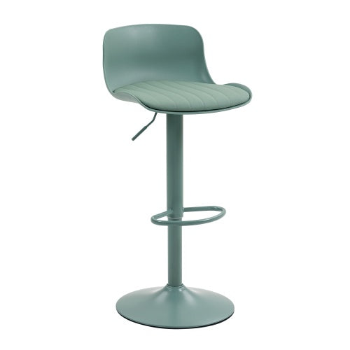 Bar Stools Set of 2 - Height Adjustable Swivel Counter Height Barstools with Back, Armless PU Leather Kitchen Island Chairs, Sturdy Large Base for Home/Bar/Restaurant-Mint Green