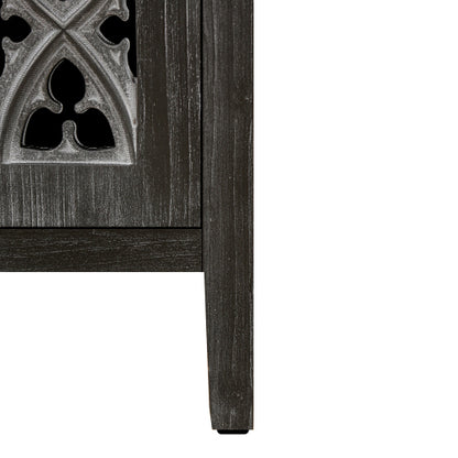 Antique Black Hollow Floral Four-Door Cabinet American Country Style Adjustable Layer Wooden Living Room TV Storage Cabinet