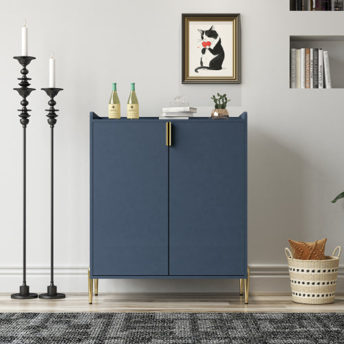 2 doors home wine bar cabinet with wine rack & adjustable storage shelf, modern sideboard with soft-closing hinge, dinning room buffet cabinet, Liquor Cabinet kitchen, living room coffee cart Blue