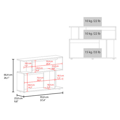 Asymmetrical Sofa Side Table with Open Storage & Top Shelf