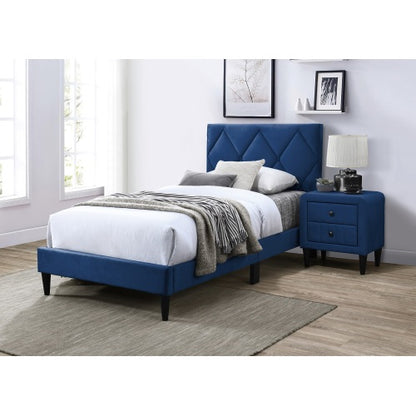 Navy Blue Velvet 2-Drawer Nightstand, 21inch¡Á16inch¡Á22inchH