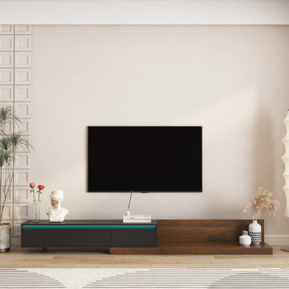 Modern Wooden LED TV Stand 16 RGB Light Modes Large Storage Media Console for Living Bedroom