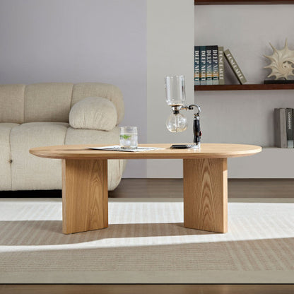 39.37inch  Oval Coffee Table, Oak Veneer