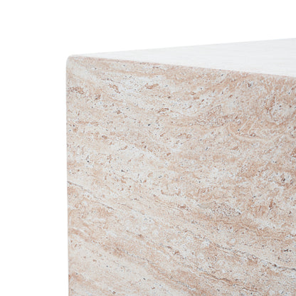 Outdoor/Indoor Square Travertine Lightweight Concrete Side Table